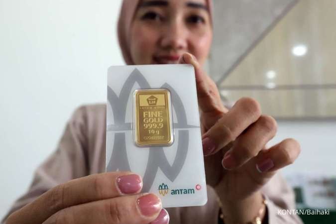 Harga emas Antam hari ini tetap stagnan di level Rp 2.668.000 per gram, Senin (22/6)